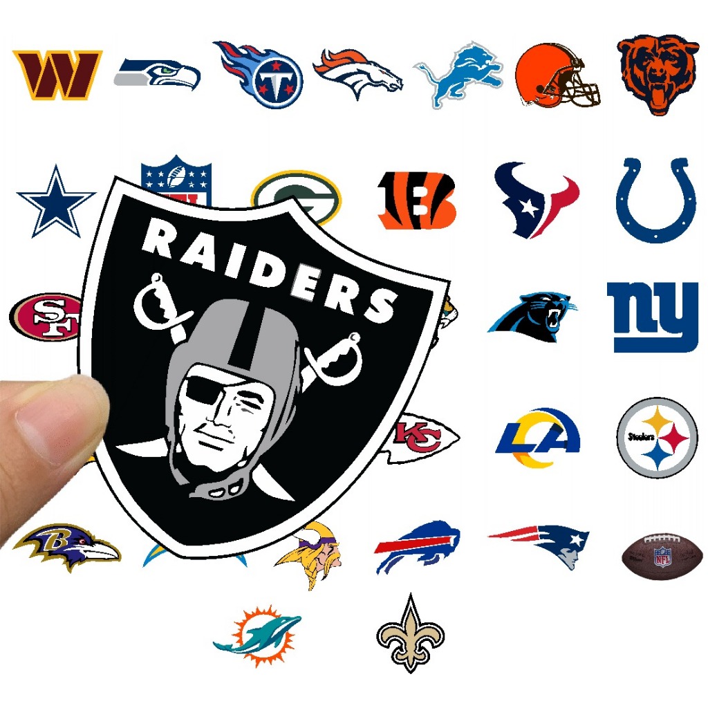 33 PÇS Adesivo de Vinil da NFL para Skate/Notebook