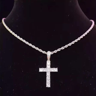Corrente Cordão Baiano De Luxo Com Pingente De Cruz Ice Cravejada Joias Masculinas E Femininas, Acessórios De Joias, Colar Unissex
