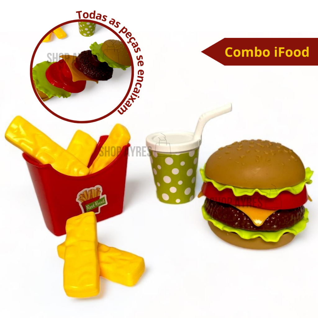 Kit Comidinha Infantil Hambúrguer Hot-dog C/ Milk Shake - ARK