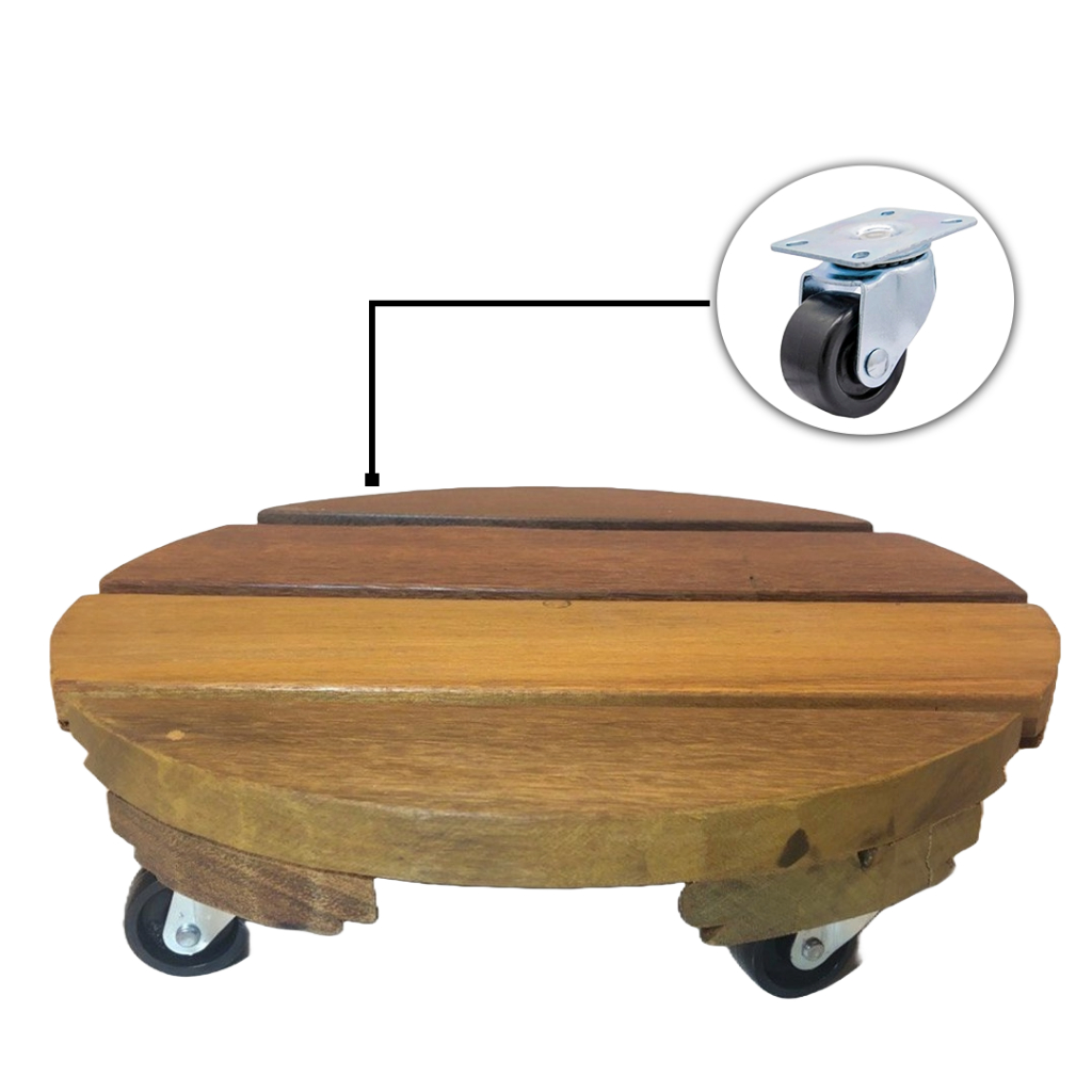 Suporte Para Vaso De Planta Redondo Rodinhas Preta 35 Cm