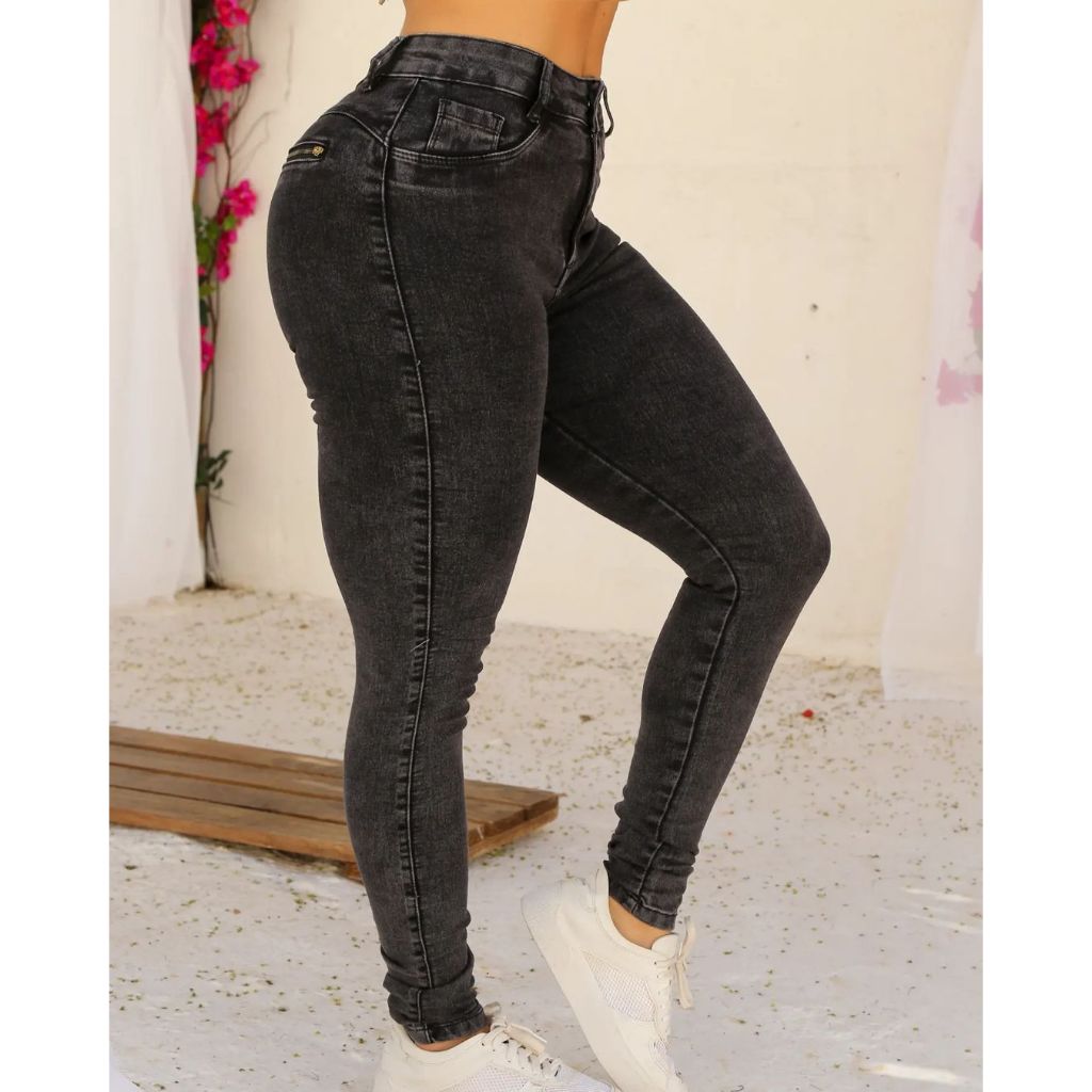 Calça Premium Preta Chumbo Zíper No Bumbum