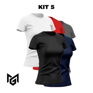 Kit 5 Camisetas Femininas Conforto e Estilo para a Academia, Fitness e Esportes em Oferta na Shopee
