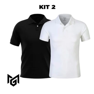 Kit 2 Camisa Camiseta Polo Masculina Algodão Lisa Basica Boa Slim Confortável em Oferta na Shopee