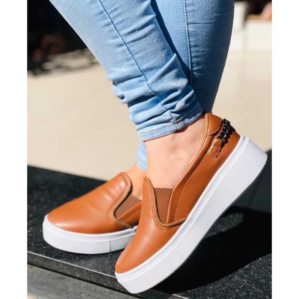 Slip On Plataforma Casual Moda Feminina Confortável Sola Alta Tênis  Feminino Dia-a-Dia Leve e Confortável Promoção Envio Rápido