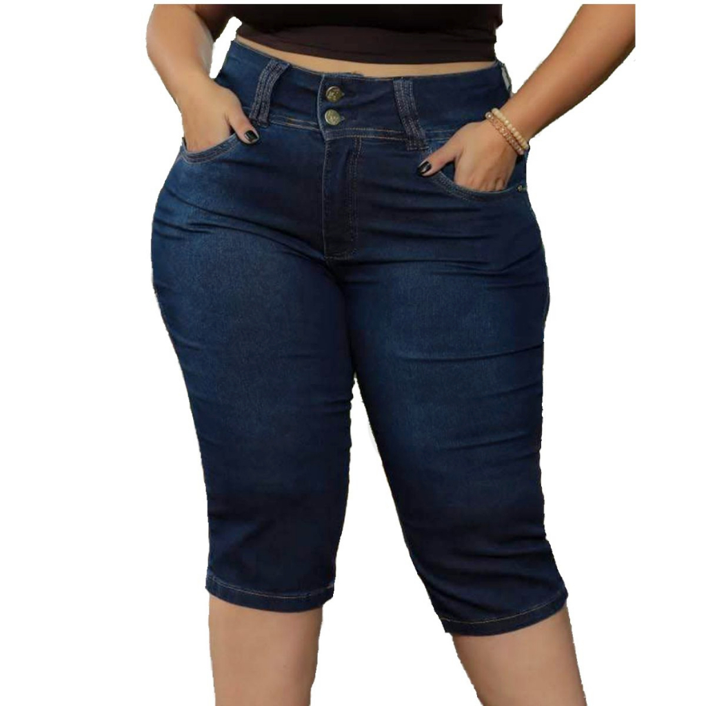 Capri Jeans Feminina Plus Size Com Lycra Moda 46 Ao 60