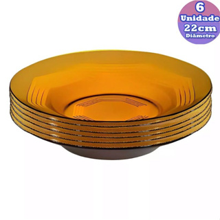Jogo de pratos fundos 6 unidades de vidro 22,5cm. Fratelli