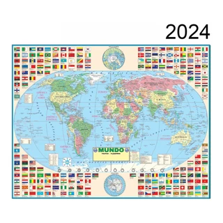 Mapa Mundi Mundo Politico Escolar Grande Tamanho 120 X 90 Cm - Gigante