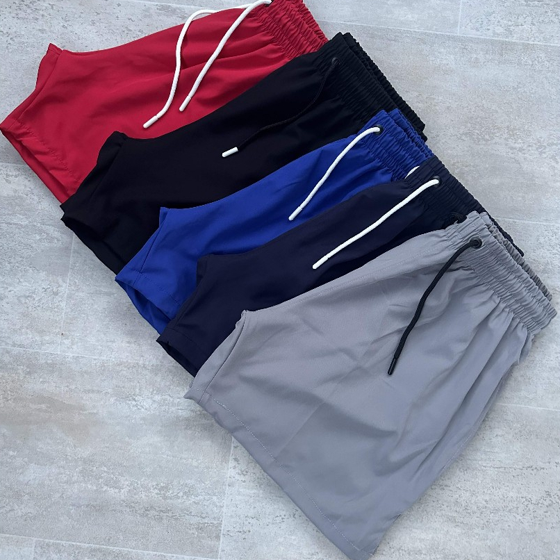 Kit 3 Short Masculino Academia Elastano Liso Dri-Fit