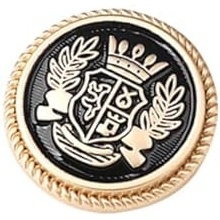 Botão Brasão Metal c/ Pezinho Preto com Dourado 22MM - 5 Unidades