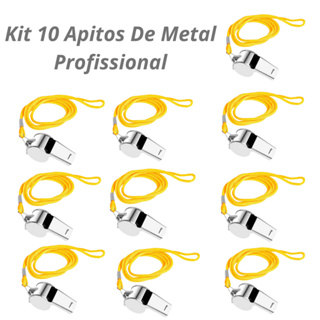 Apito De Metal Profissional Com Cordão Kit Com 10 Unidades Esportes Acampamento Caminhada Atletismo Futebol