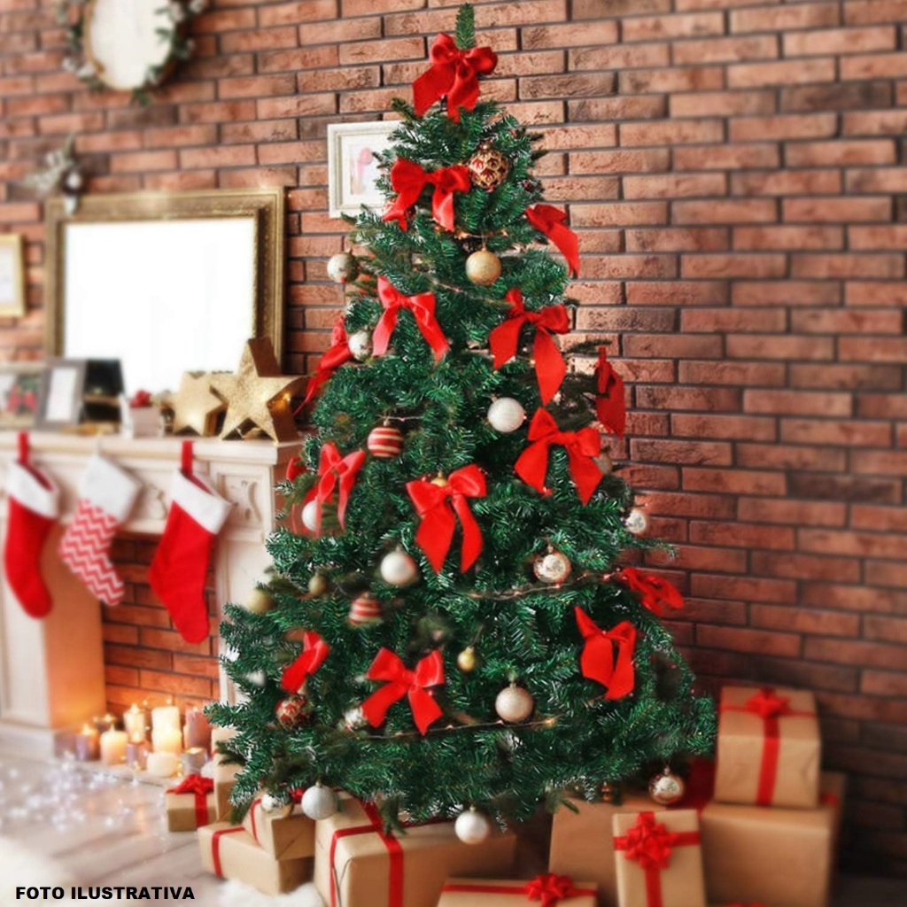 Kit Árvore De Natal Decorada 210Cm C/ 75 Enfeites