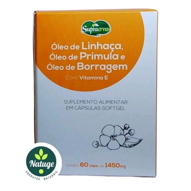 Óleo de Linhaça, Prímula e Borragem - Triplo ômega - 60 cápsulas de ...