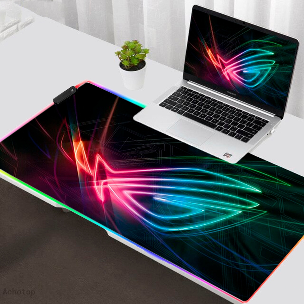 Mouse Pad Gamer 900x400x4mm Iluminado RGB LED Preto