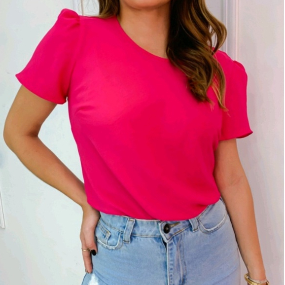 Blusa Feminina Manga Princesa Curta Tendência Varias Cores | Shopee Brasil