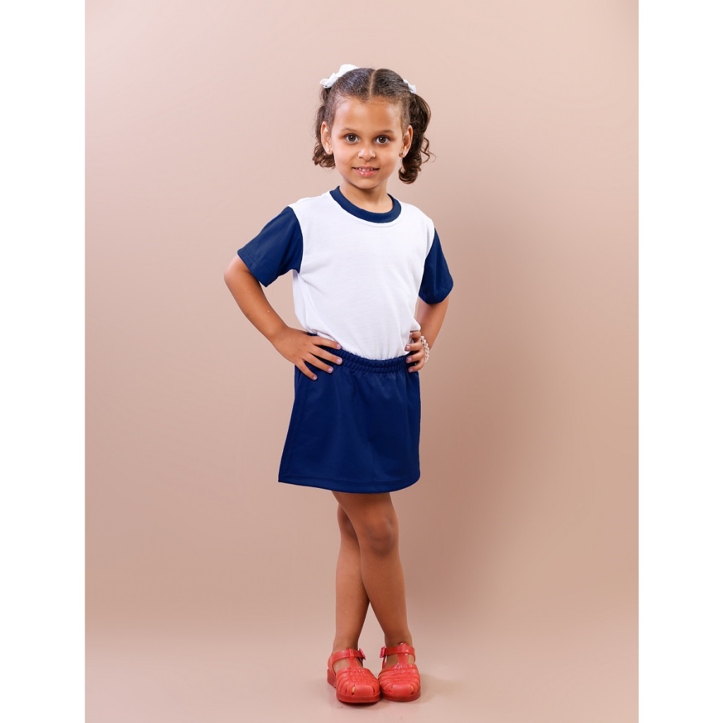 Shorts saia menina uniforme escolar helanca infantil e juvenil