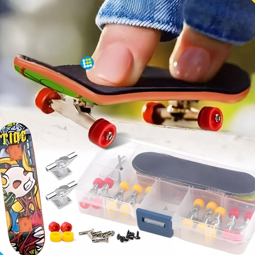 Kit 6 Skate De Dedo Brinquedo Para Crianças Truck Metal Lixa
