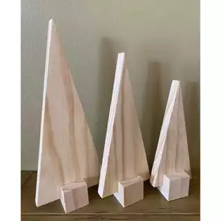 Arvore de Natal Kit com 3 Unidades em Madeira Maciça