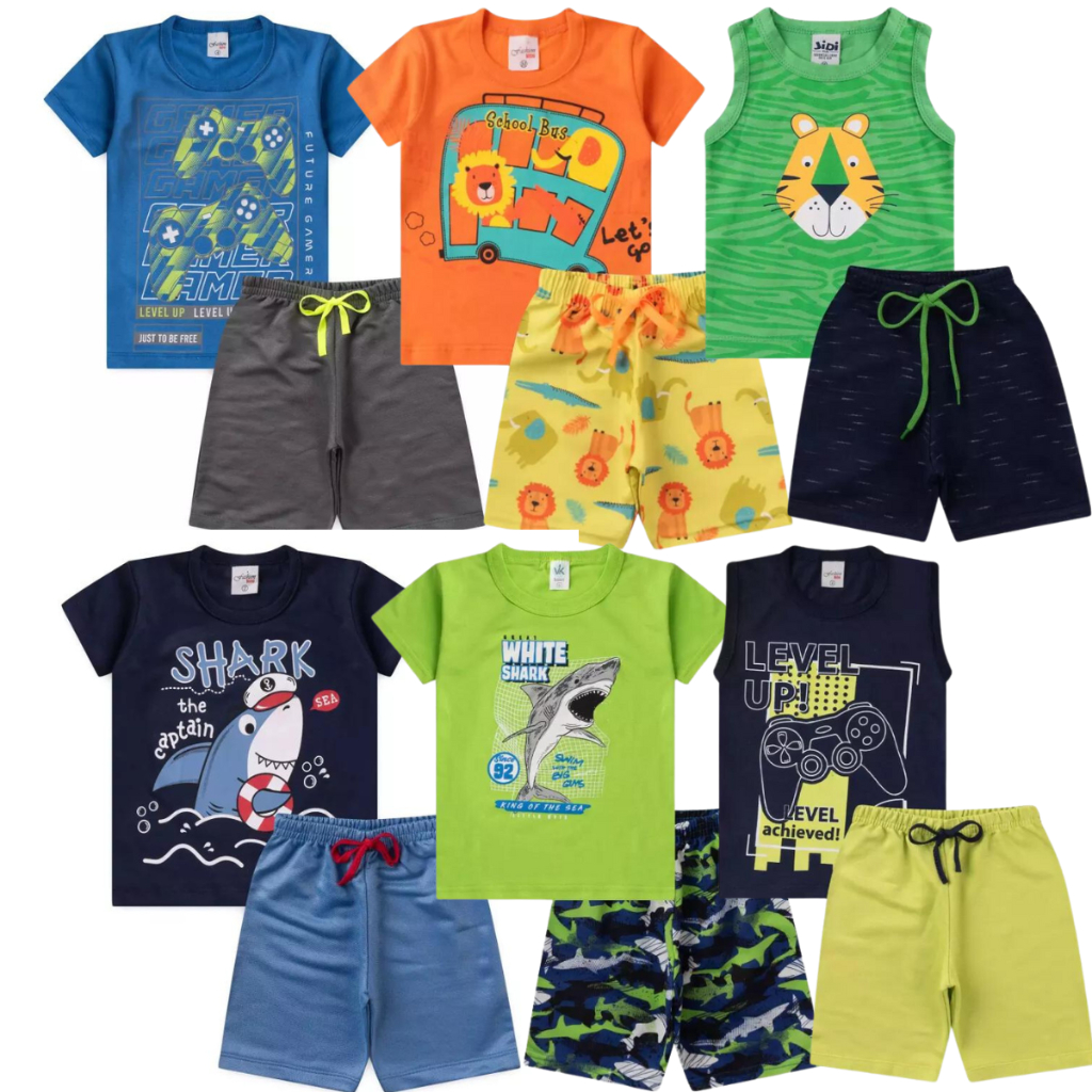 Conjunto Infantil Masculino kit com 8 peças Roupa Infantil Menino Atacado- 4 Conjunto