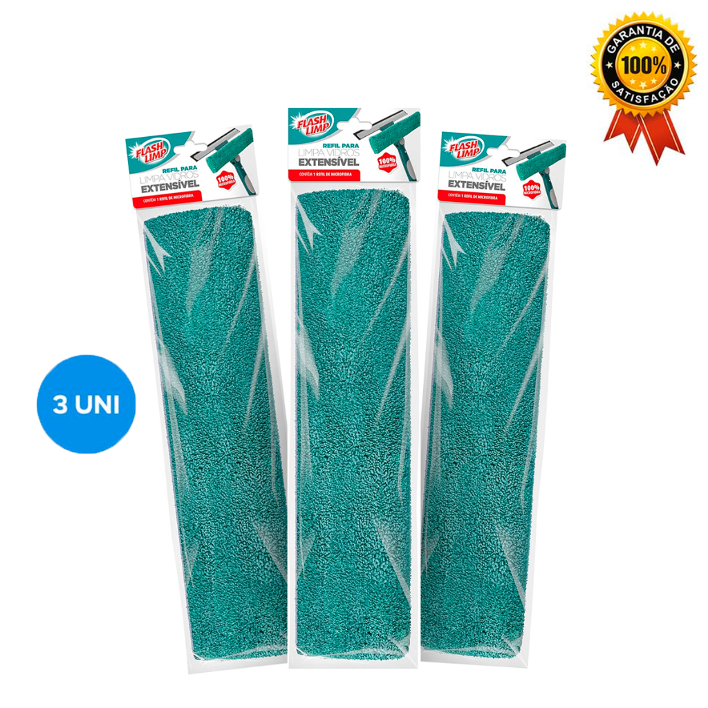 Refil Limpa Vidros Extensivel Kit 3 Uni RFLP6391 Flash Limp