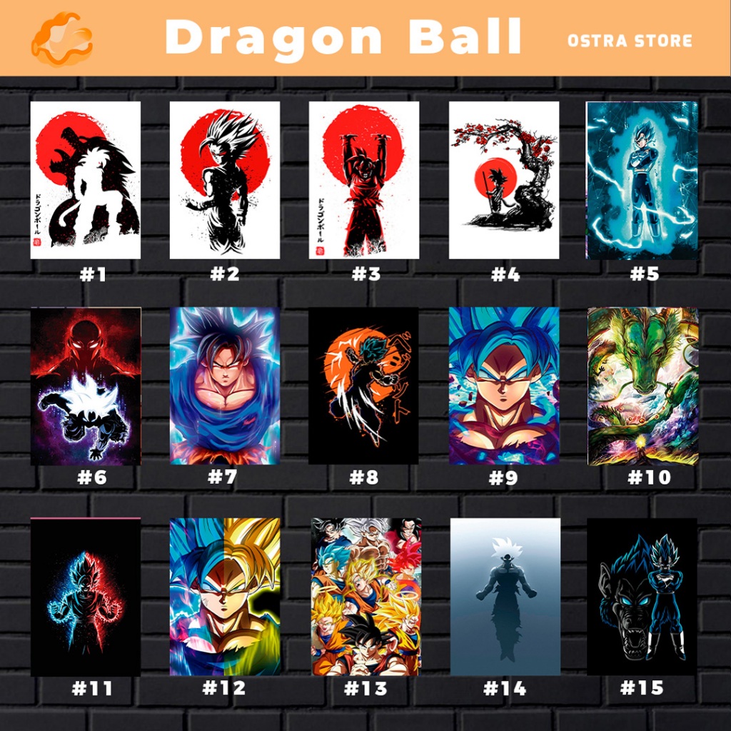 Dragon Ball de 01 a 15 - otaku - Placa decorativa MDF - 14x20 28x20 - Quadro parede & decoração - Presente - Dragon Ball Z - Super - Anime - goku - vegeta