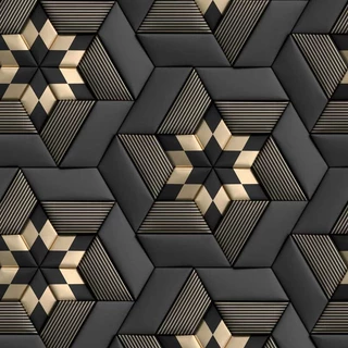 Papel De Parede 3d Dourado Preto Geométrico Autocolante Adesivo 2 Mts