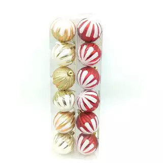 Kit com 12 Unidades De Bolas De Enfeite De Natal Vermelho ou Dourado Bola de Natal