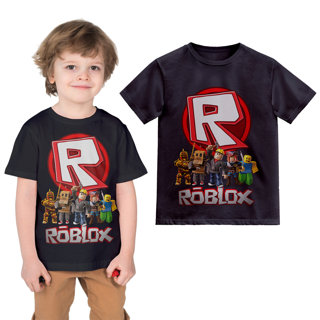 Camiseta esportiva infantil Roblox impressão 3D, blusa de manga