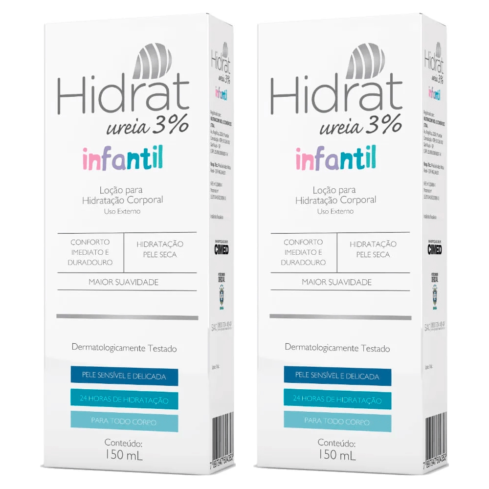 2 Loção hidrat ureia 3% infantil creme hidratante corporal para ...