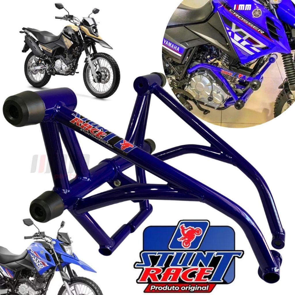 Protetor Crosser 150 Stunt Race proteçao Motor e Carenagem Yamaha XTZ 150  Street cage - Azul