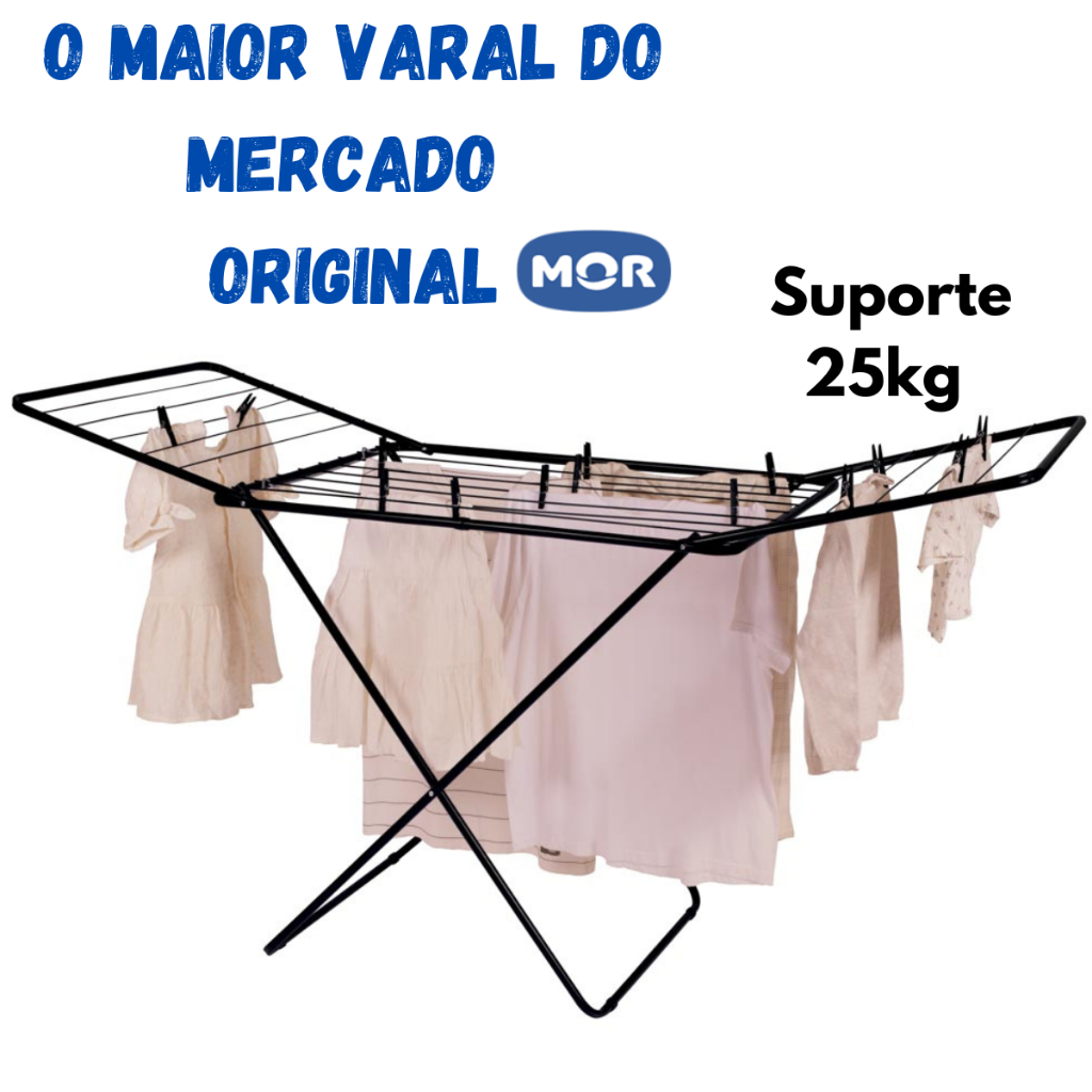 Varal De Roupa chao maxxi grande Com abas 25 kg slim reforçado Mor ...