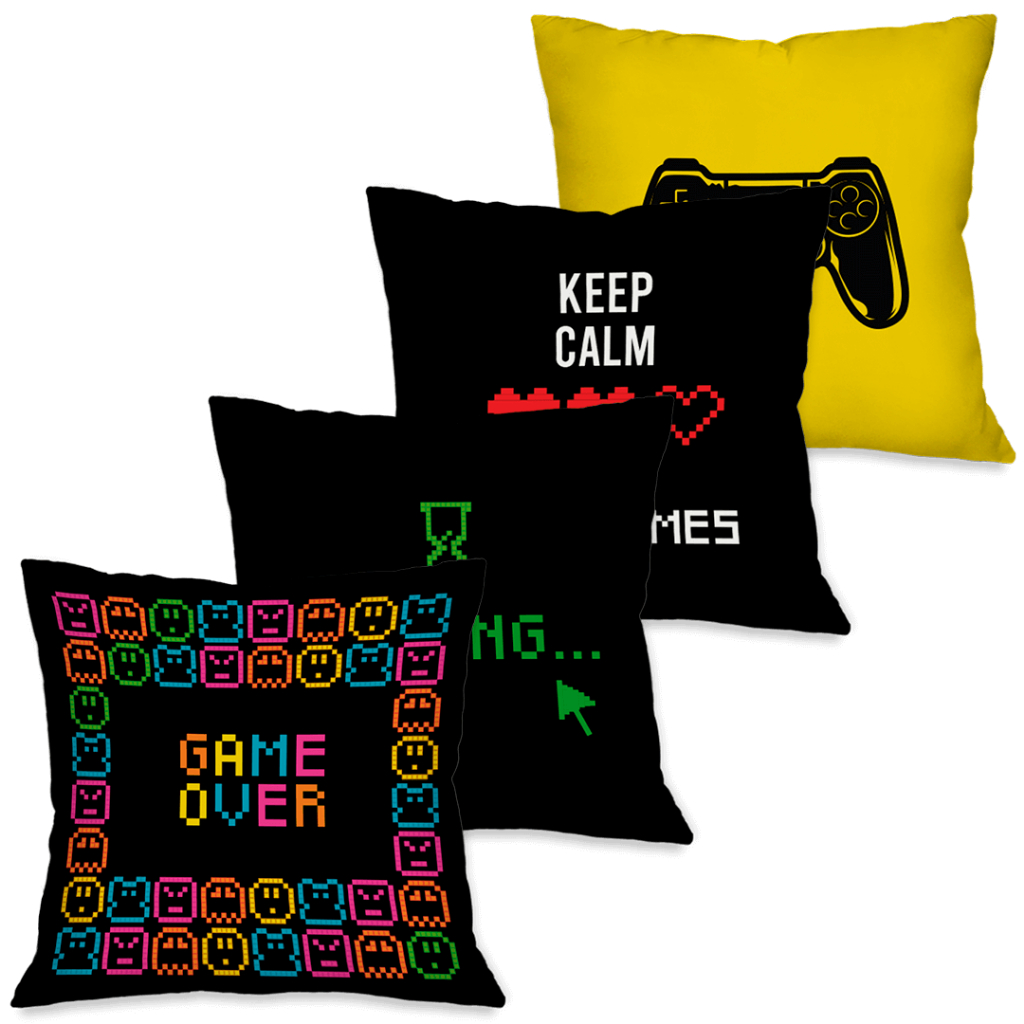 Kit 4 Capas de Almofadas Decorativas Gamer