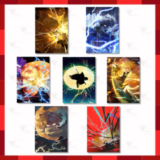 Placa Decorativa Quadro Demon Slayer Zenitsu Agatsuma Respiração Trovão Kimetsu Excelente Qualidade