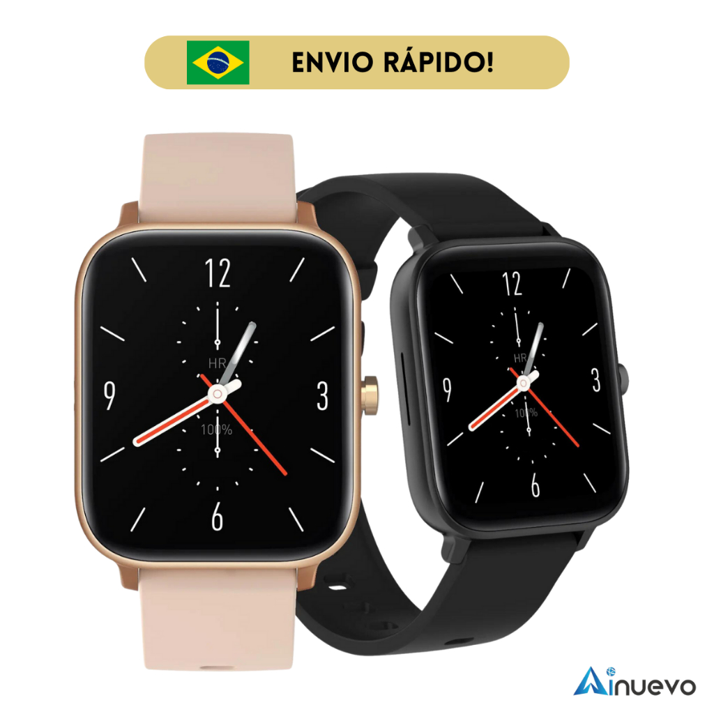 Relógio Smart watch P80 Pedômetro Bluetooth Pressão Arterial Frequência  Cardíaca Oxigênio(Rosa) com 2 Pulseiras (aço e borracha)