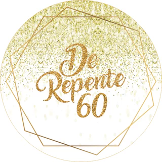 Painel Lona Redondo Festa De Repente 60 Anos Branco e Dourado