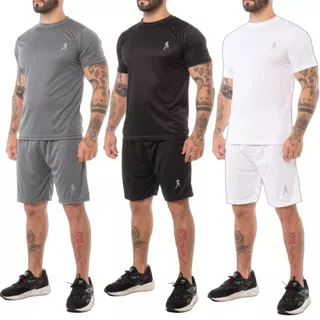 Kit 3 Bermudas Masculinas Academia + 3 Camisetas Esportiva - Conjunto