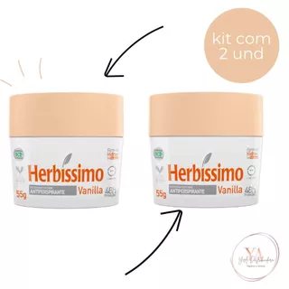 Kit C/2 Desodorantes Creme Antitranspirante Herbíssimo Vanilla 55g