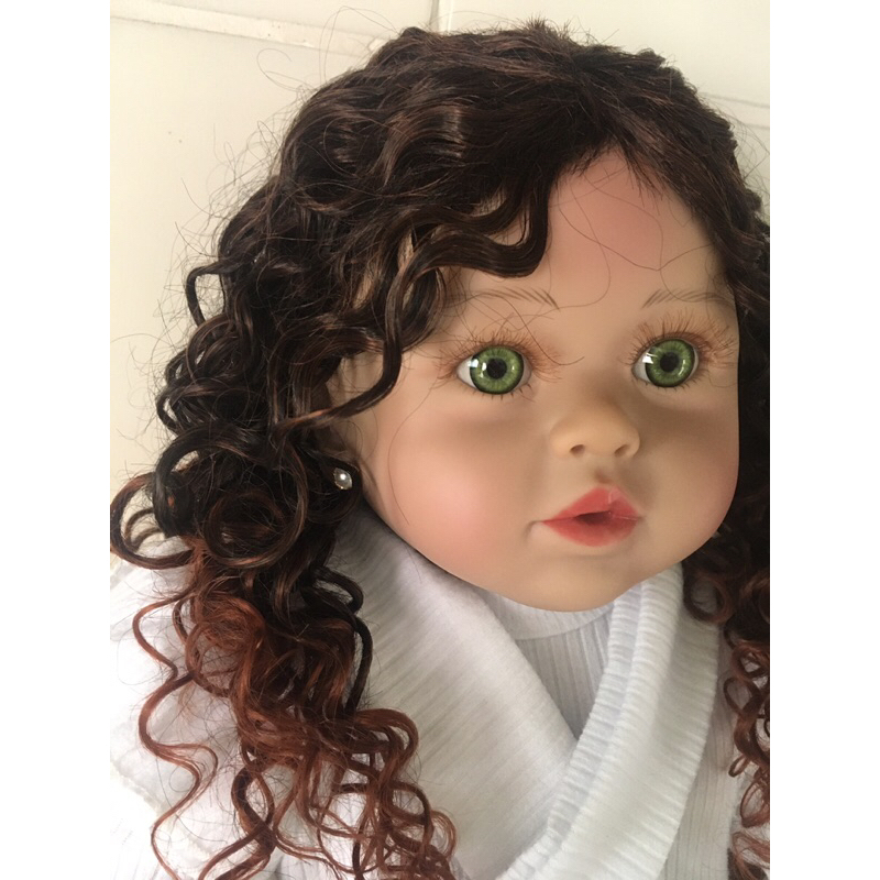 Boneca Reborn Bebe Silicone Menina Cabelo Cacheado 57cm em