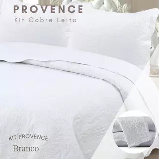 Kit Colcha Bouti Cobre leito Casal Queen 03 peças Provence Bouti Bordado Ultrassónico Dupla Face