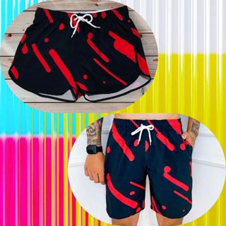 Kit Short Casal Naruto Akatsuki Nuvens Combinando Conjunto