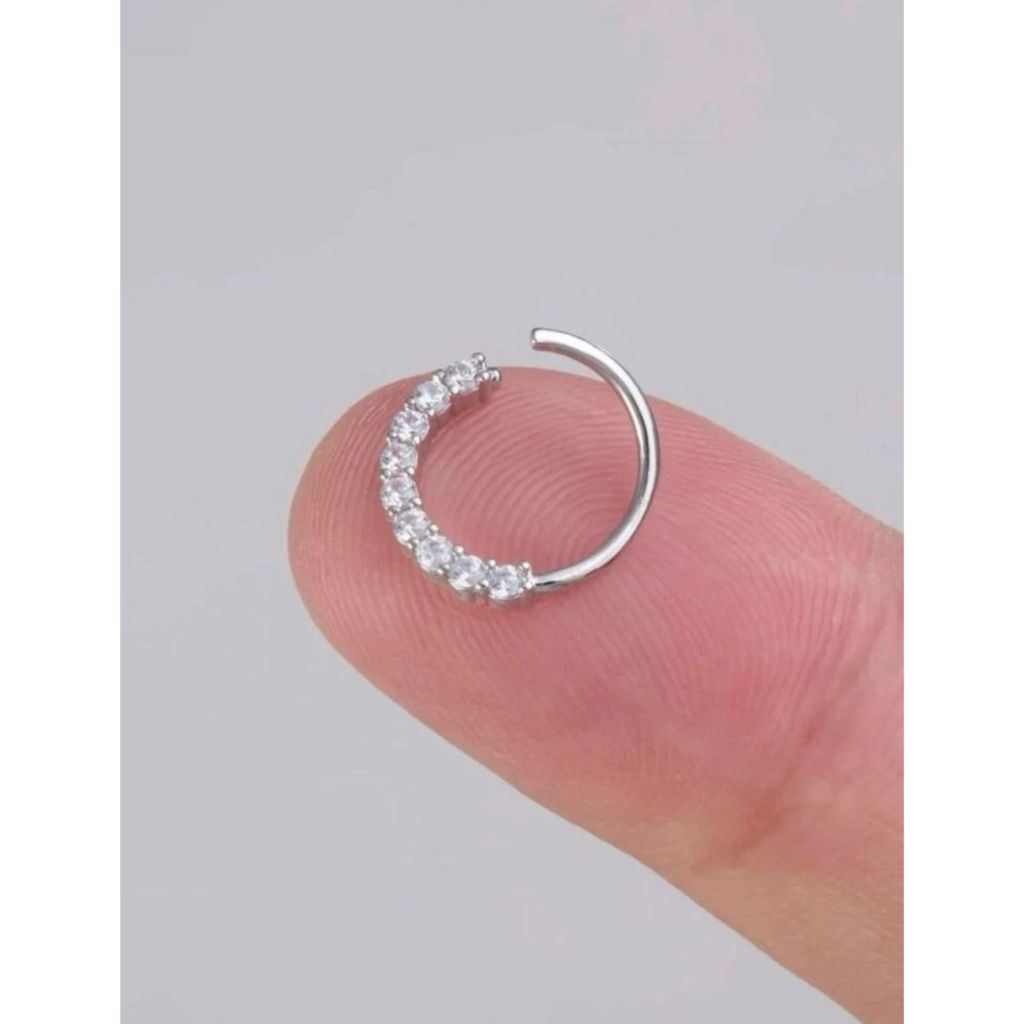 Piercing Argola Septo Nariz com Detalhes em Cristal-1 UNIDADE-8mm