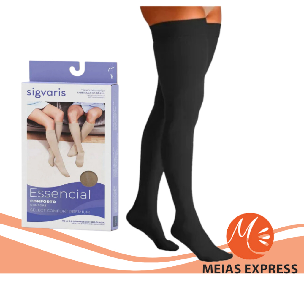 Meia Sigvaris Select Comfort, 20-30 mmHg, 7/8 Cor: Preto