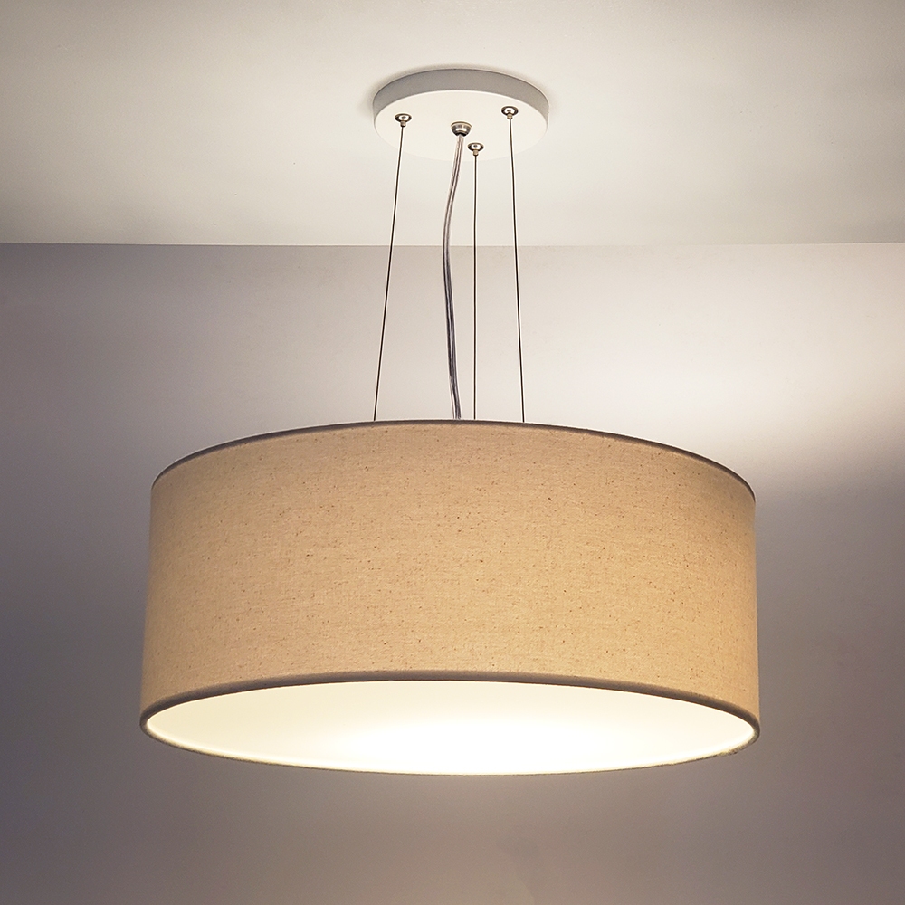 Lustre Pendente Redondo Cúpula em Tecido 50x15