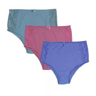 Kit com 3 calcinhas cintura bem alta 50 ao 64 microfibra calçola plus size