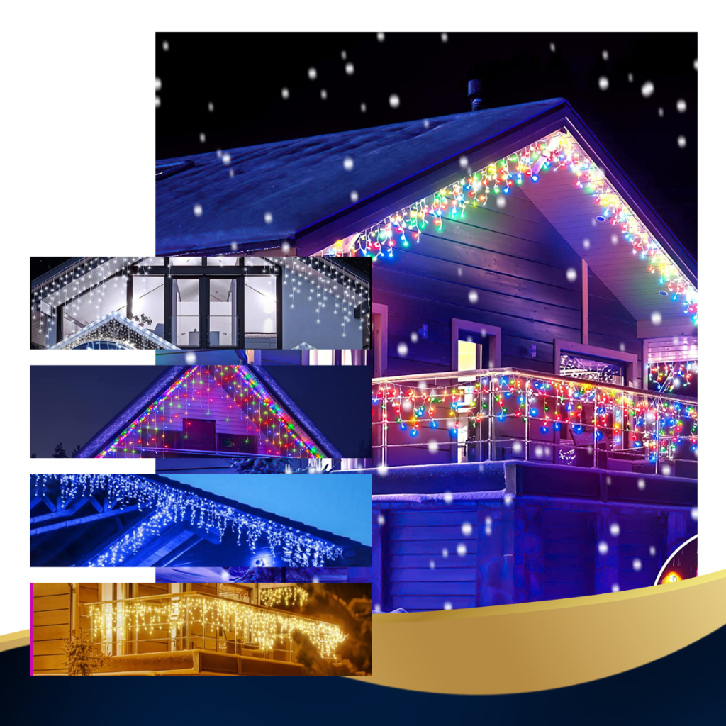 Cascata de Led Natal 5 metros 200 Leds 8 Funções Luzes Decoração de Natal Enfeites Natalina