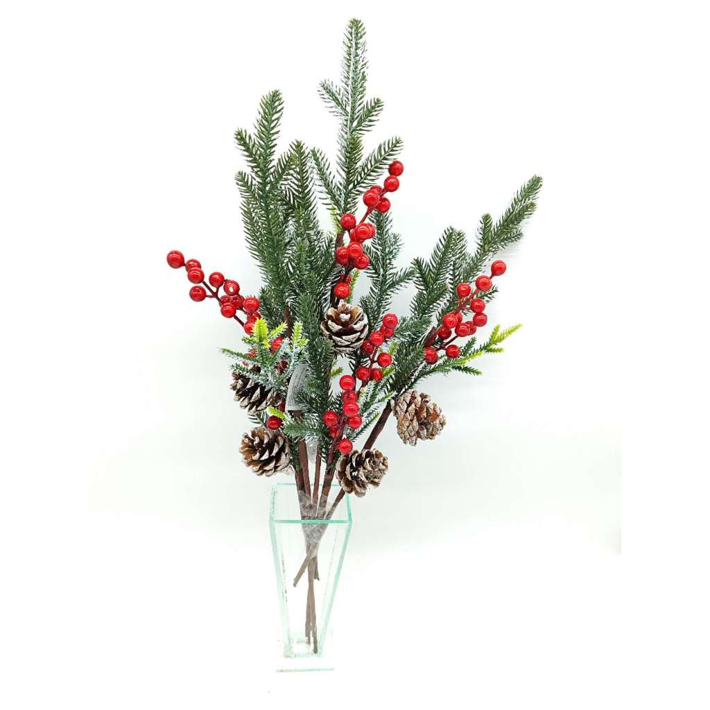 Kit Galho Natalino Decoração de natal Com Frutas Folhas e Pinhas