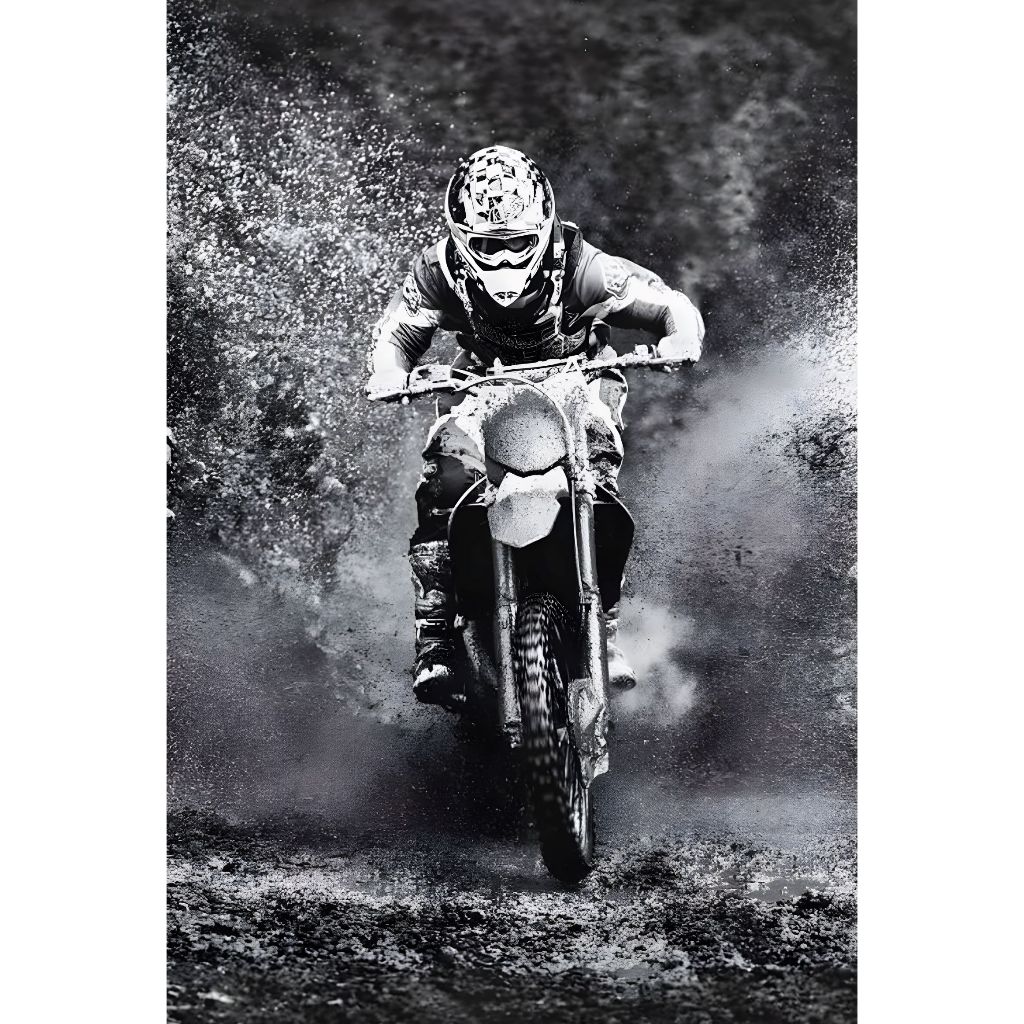 Moto, Quadro em MDF na cor preta com desenho de Moto Cross.…