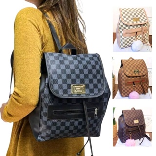 Mochila Feminina Bolsa de Costas passeio escolar universitária acompanha Chaveiro de Pompom