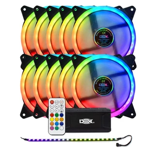 Kit Fan Rgb Conjunto Cooler Dupla Face Gamer + Controladora Gabinete Pc Cpu