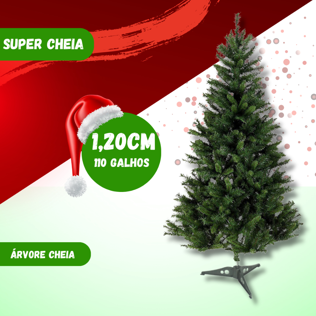 Árvores De Natal Verde Cheia Pinheirinho Natalino 120cm 110 Galhos