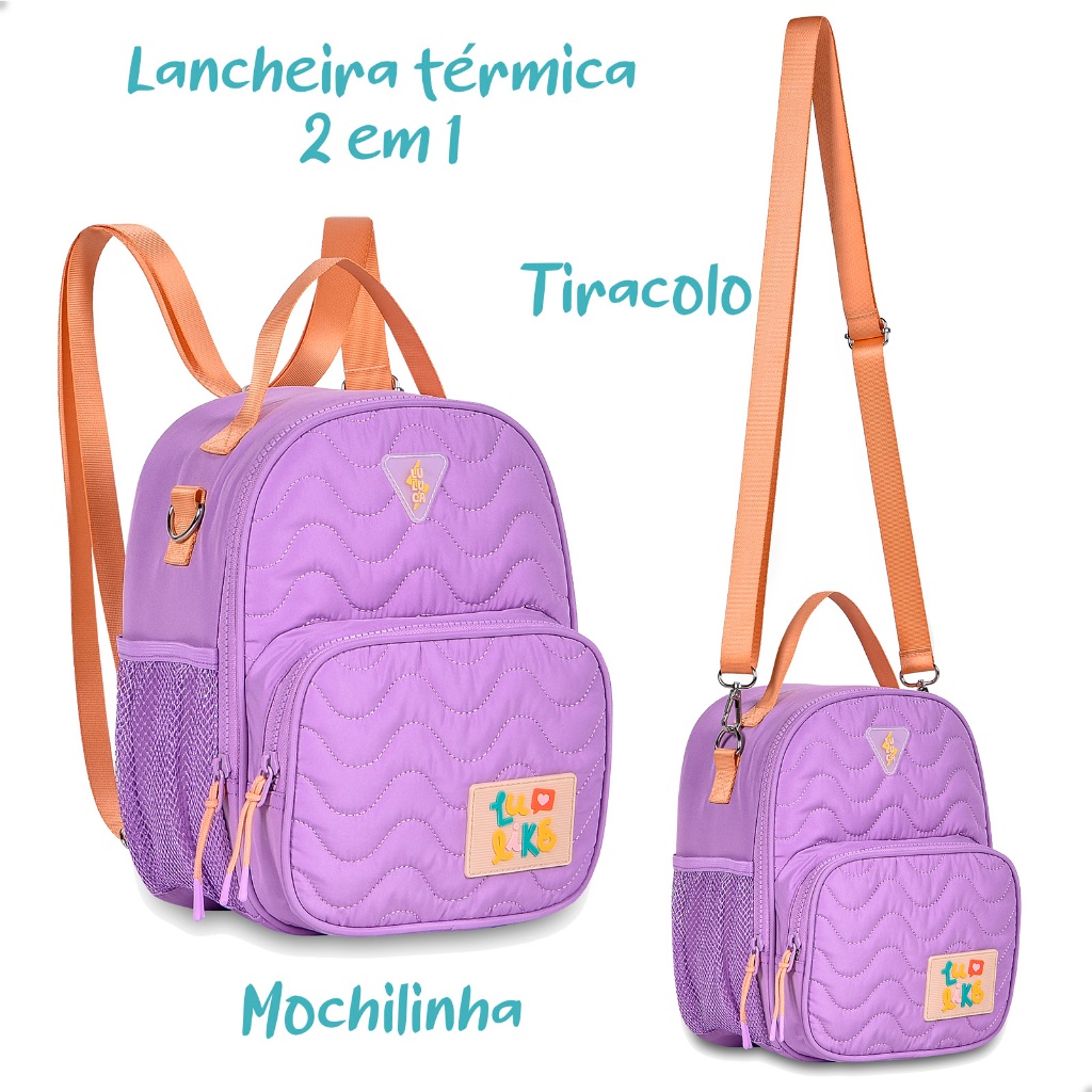 Mochila Escolar Luluca Azul e Rosa - Clio Style - nivalmix